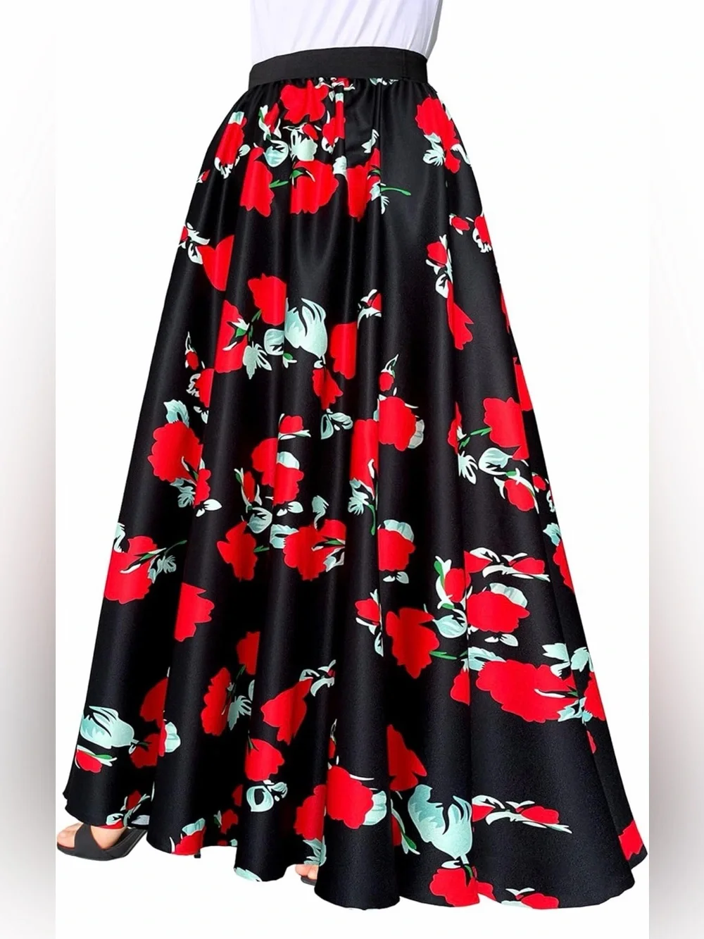 A20 AFIBI Chiffon Floor Length VINTAGE Hem Solid High Waist Maxi SM NWT🌟AS IS - Picture 3 of 4